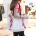 YIQIGO Baseballtasche Handtasche für Damen Einkaufstasche Reisetasche Canvas Casual Tasche mit Polyester-Futter Sporttasche (bestickt)