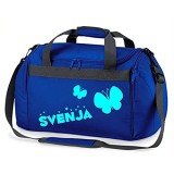 Sporttasche mit Namen | Personalisieren & Bedrucken | Motiv Schmetterling | Reisetasche Umhänge-Tasche für Mädchen & Jungen | inkl. Namensdruck