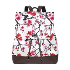 Ahomy Damen Fashion PU Leder Rucksack Japanischer Stil Kirschblüten Anti-Diebstahl Rucksack Schultertasche