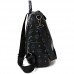 Damen Rucksack Damen PU Leder Rucksack Mode Druck Mobile Anti-Diebstahl-Schulter Messenger Bag Mode lässig Rucksack Handtasche (Color : Black Size : 31x29x15cm)