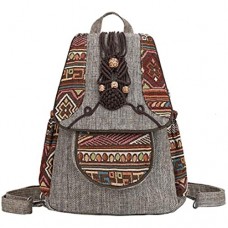 Eshow Damenhandtasche Rucksackhandtasche Schultertasche Umhängetasche Handtasche Rucksack für Damen (grau-Stoff)