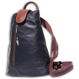 Florence Damen Rucksack Handtasche Tasche schwarz tan Leder 27x12x31 OTF601S Leder Handtasche