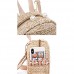 Ulisty Damen Klein Stroh Rucksack Mini Gewebte Tagesrucksack Sommer-Strandtasche Mode Schultertasche Beiläufig Handtasche Khaki