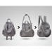 UTO Damen Backpack Purse 3 tragen PU gewascht Leder Niet besetzt Damen Rucksack Rücksack Schultertasche grau