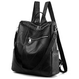 YPuzro Daypacks Rucksack Damen Leder Schultertasche Elegant Große Reiserucksack Mode Leichter Tasche