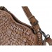 Bear Design Handtasche Damen Tasche Leder Schultertasche Flechtoptik Shopper Cognac braun für Damen Frauen