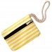 Große Strandtasche mit Reißverschluss 58 x 38 x 18 cm gestreift gelb weiß Shopper Schultertasche