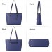 BROMEN Damen Handtasche Set Shopper Groß Schultertasche Umhängetasche Geldbörse Damen Tasche Leder Handtasche Geschenk für Frauen blau