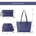 BROMEN Damen Handtasche Set Shopper Groß Schultertasche Umhängetasche Geldbörse Damen Tasche Leder Handtasche Geschenk für Frauen blau