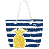 Compagno Strandtasche Ananas XXL Shopper Beach Bag mit breiter Kordel Schultertasche Taschen Farbe:Marineblau