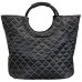 Trendyshop365 Strandtasche Einkaufstasche Shopping 34 Liter Damen-Tasche Dickes Gewebe Gesteppt (schwarz)