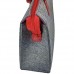 Venetto Filztasche mit Lederhenkel Shopper Damentasche Handtasche Einkaufstasche Shopping Bag für Damen (Schmal-Grau-Verschluss)