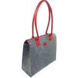 Venetto Filztasche mit Lederhenkel Shopper Damentasche Handtasche Einkaufstasche Shopping Bag für Damen (Schmal-Grau-Verschluss)